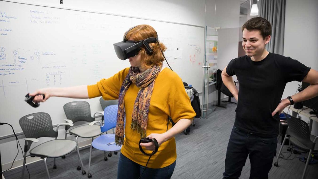Students conducting VR education research